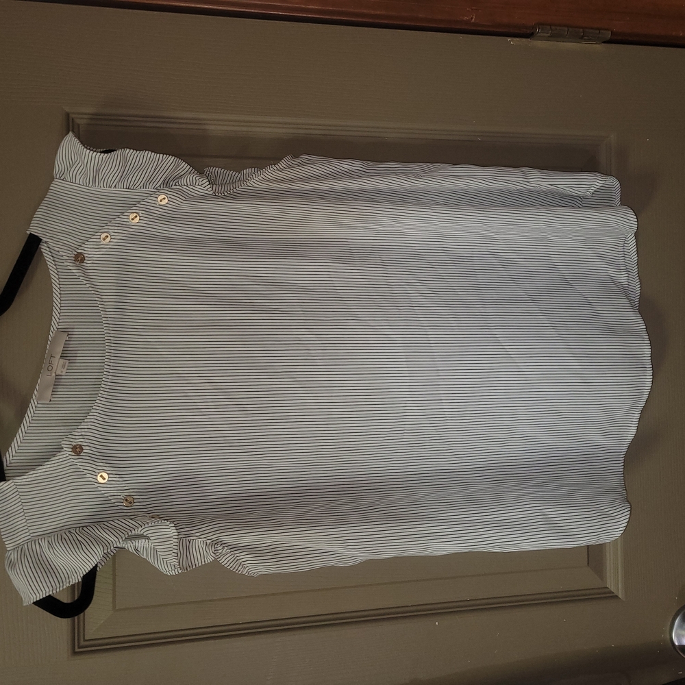 White Cap Sleeve Buttoned Blouse with Peter Pan Collar
